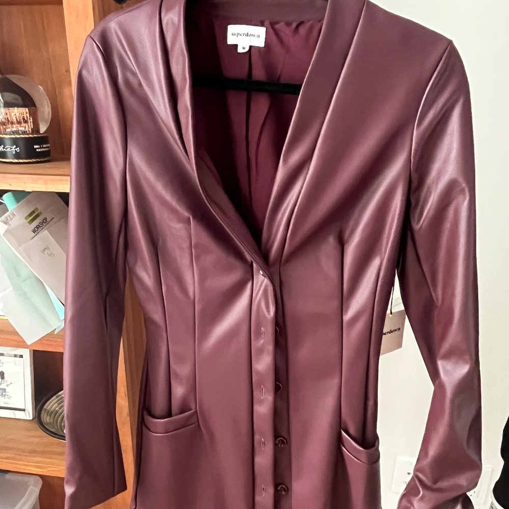 Superdown Vegan Leather long sleeve dress